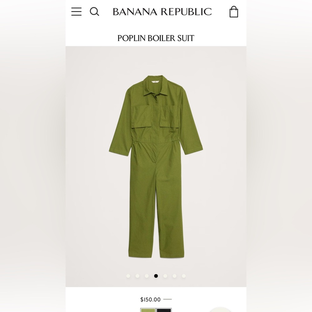 Banana Republic Green Poplin Boiler Suit